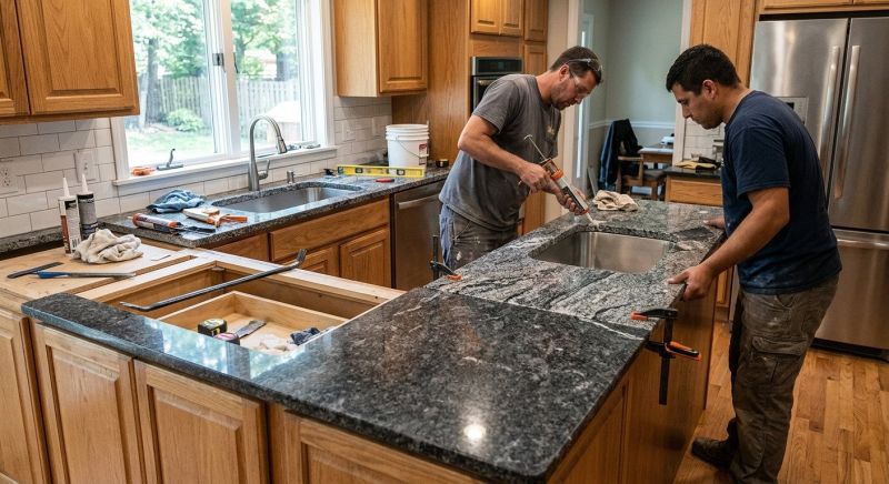 Granite Slab Installation in Roseville, CA